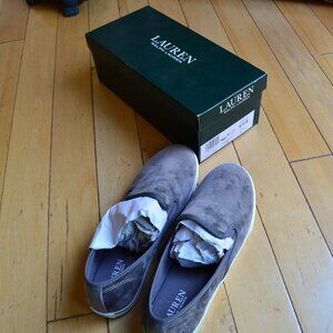 Ralph Lauren Grey Velvet Janis Slip On Round Toe Sneakers Size 9.5B NEW